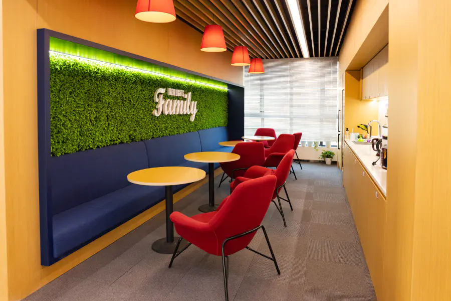New Lights office lounge in the six-story office building completed in 2019