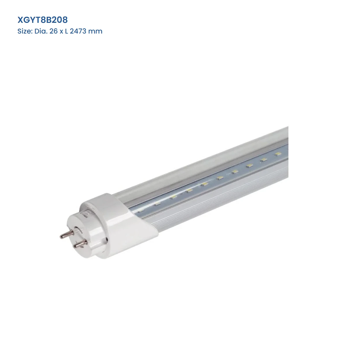 XGYT8B208 aluminium-and-PC T8 LED tube, 36-40 W, Dia. 26 x L 2473 mm
