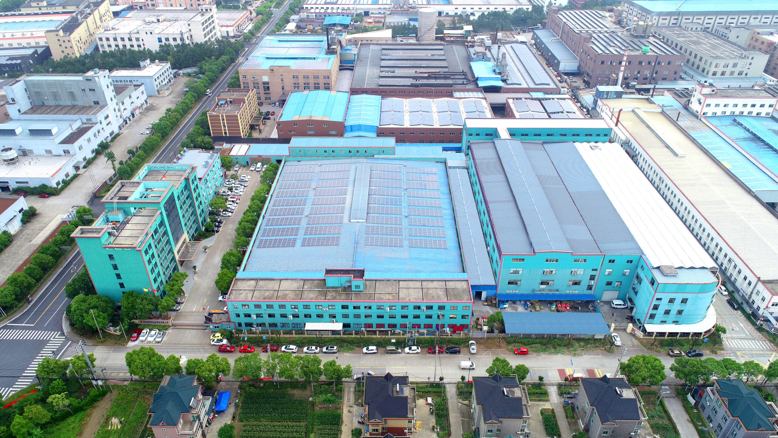 Aerial view of the New Lights lighting manufacturing facility