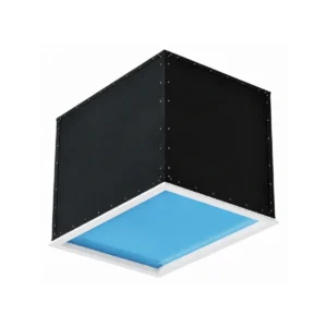 High-output square artificial skylight module on white background