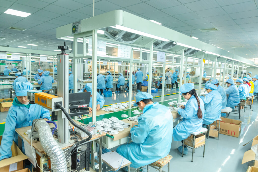 Lighting product assembly area at the New Lights factory