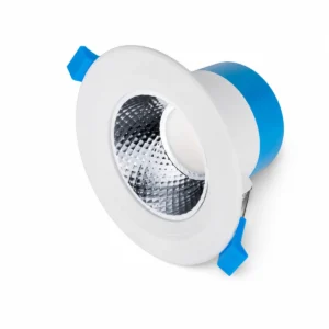 D75 selectable-CCT recessed LED downlight with faceted reflector and blue spring clips