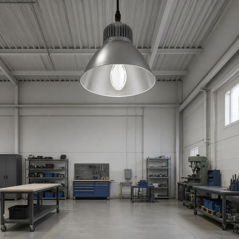 ED Series LED SMD bulb installed in an open industrial pendant
