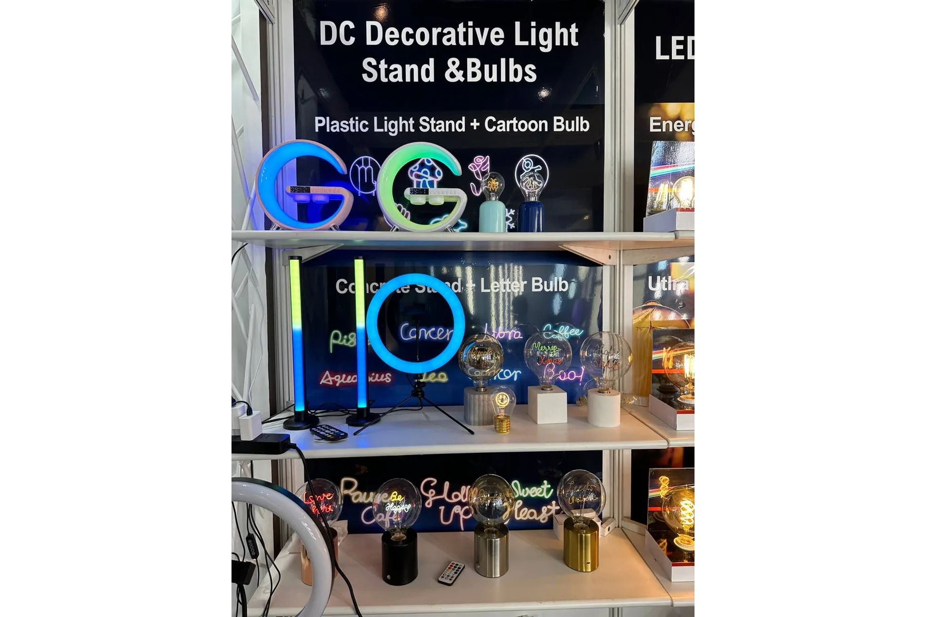 Decorative LED lamp display at Hong Kong Lighting Fair Autumn 2023