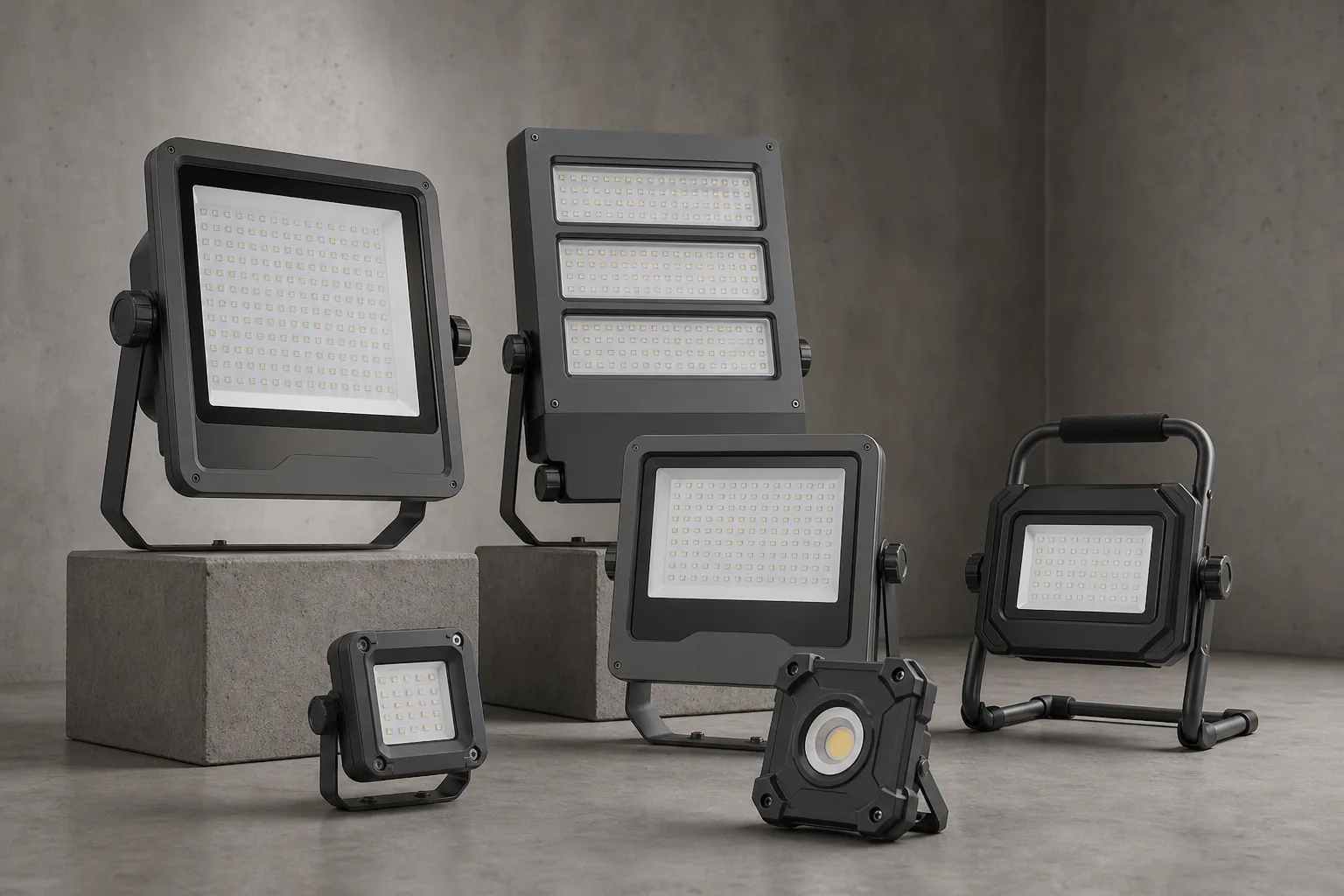 Representative industrial flood and work light family