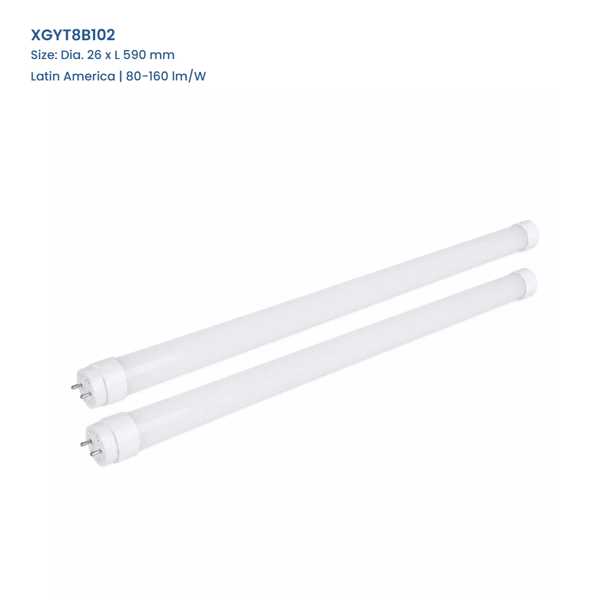 XGYT8B102 Latin America T8 LED glass tube, Dia. 26 x L 590 mm