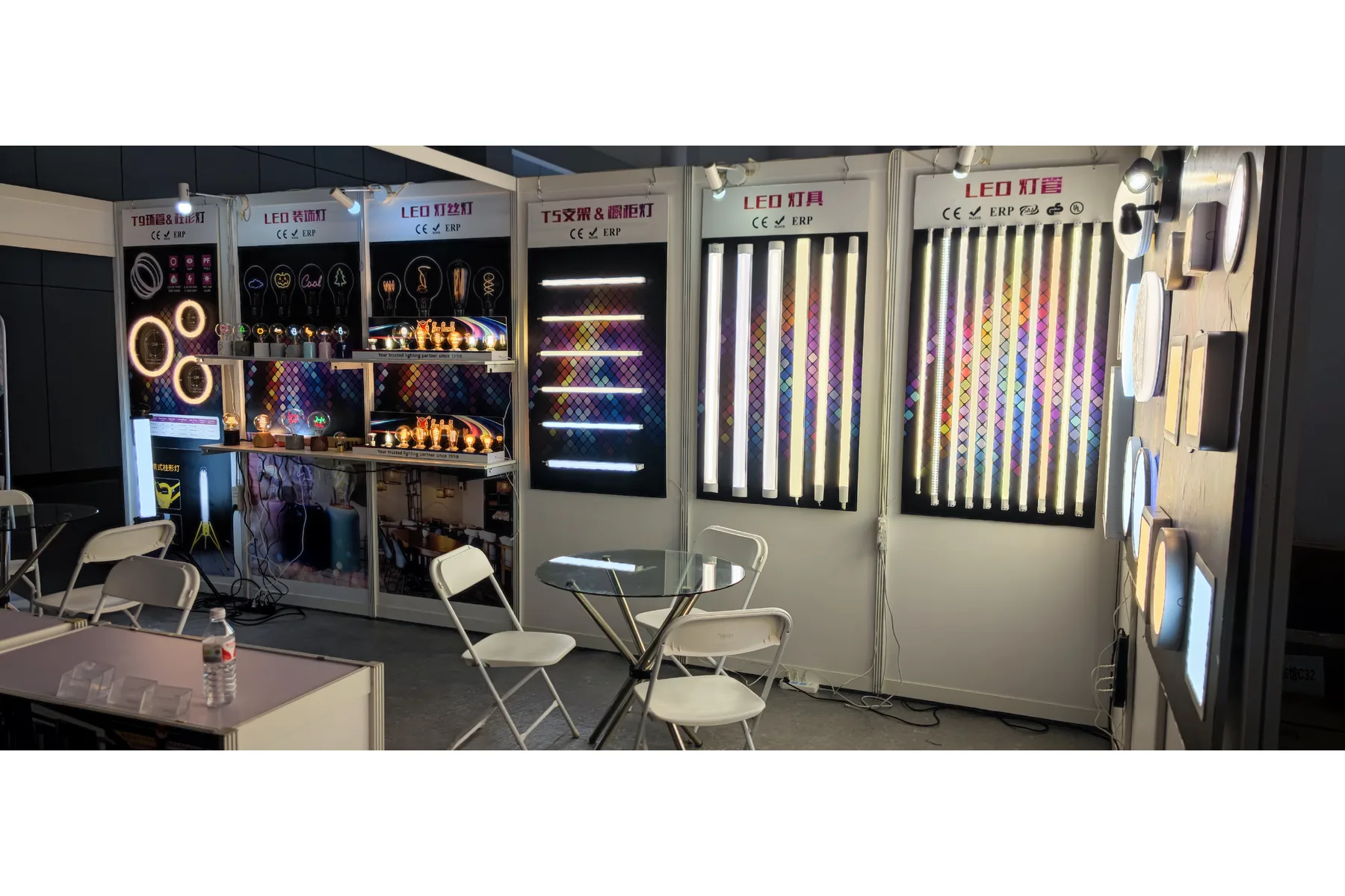 LED tubes and integrated linear lights displayed at the New Lights Ningbo booth