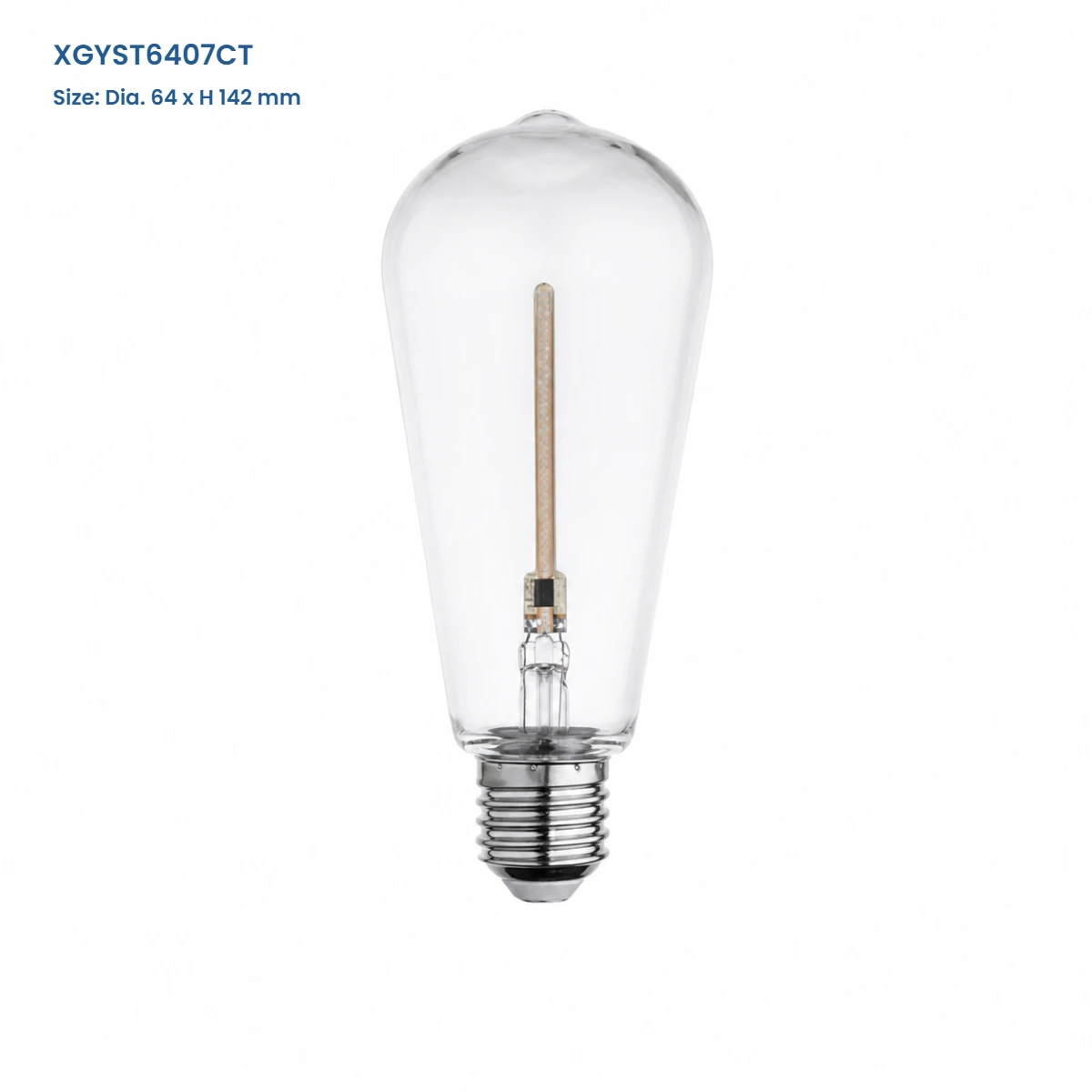 ST64 PC flash string light bulb model XGYST6407CT, 64 x 142 mm