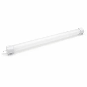 Complete single-tube T8 LED tubular shop light with white PC connector blocks and screw-mounting feet