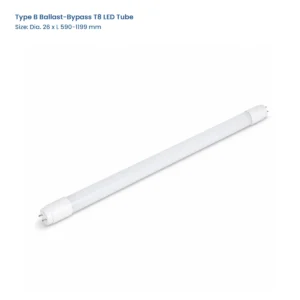 Type B Ballast-Bypass T8 LED Tube, Dia. 26 x L 590-1199 mm, complete T8 tube view