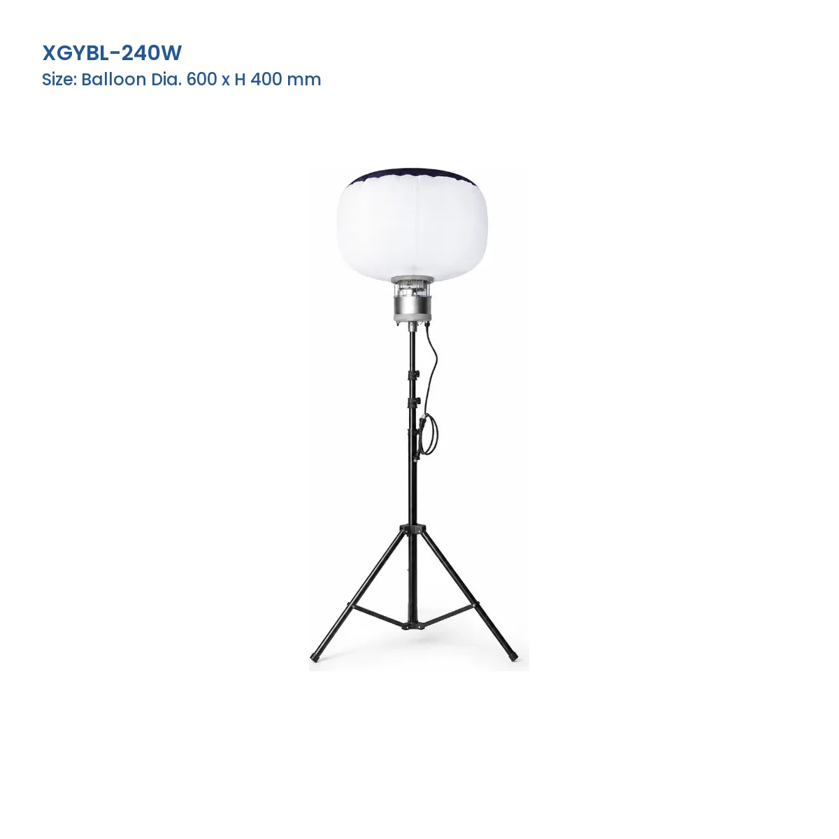 XGYBL-240W tripod LED balloon light with Balloon Dia. 600 x H 400 mm label