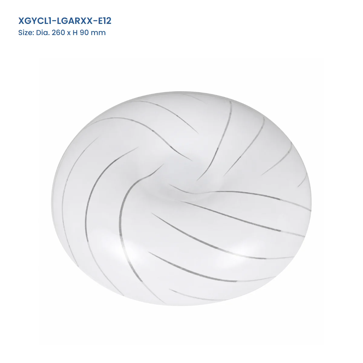 XGYCL1-LGARXX-E12 apple-round metal-base LED ceiling light, 260 mm diameter by 90 mm