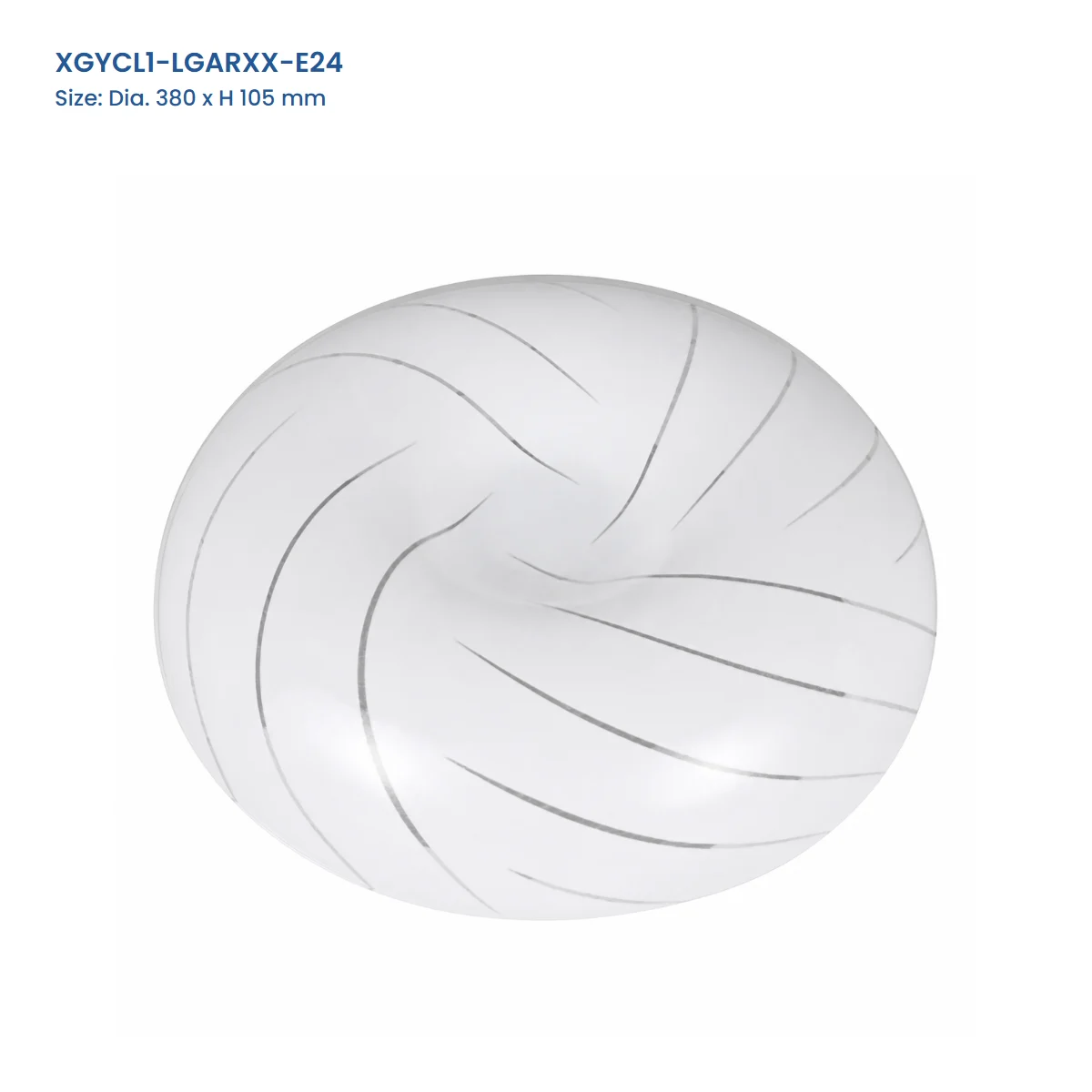 XGYCL1-LGARXX-E24 apple-round metal-base LED ceiling light, 380 mm diameter by 105 mm