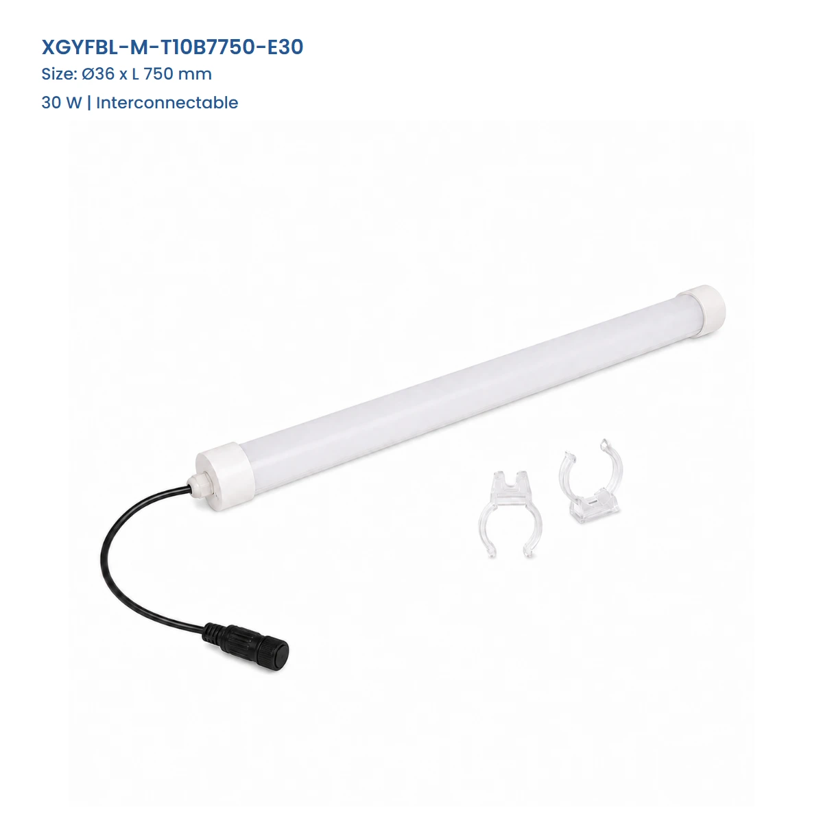 XGYFBL-M-T10B7750-E30, D 36 x L 750 mm, 30 W | Interconnectable, complete T10 tube product view