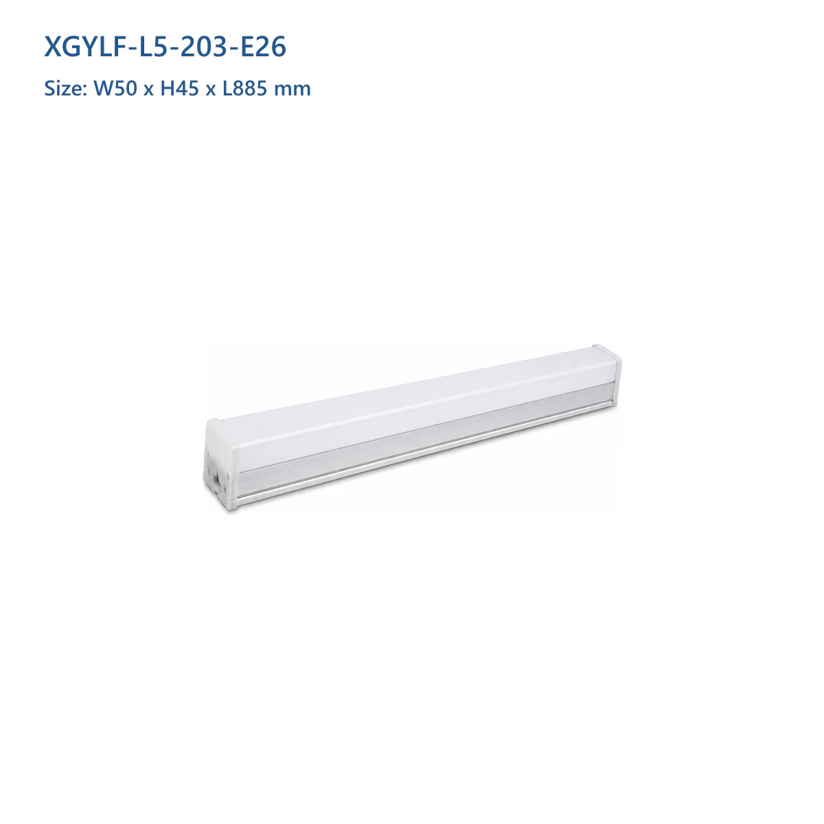 XGYLF-L5-203-E26 connectable LED shop light, W50 x H45 x L885 mm