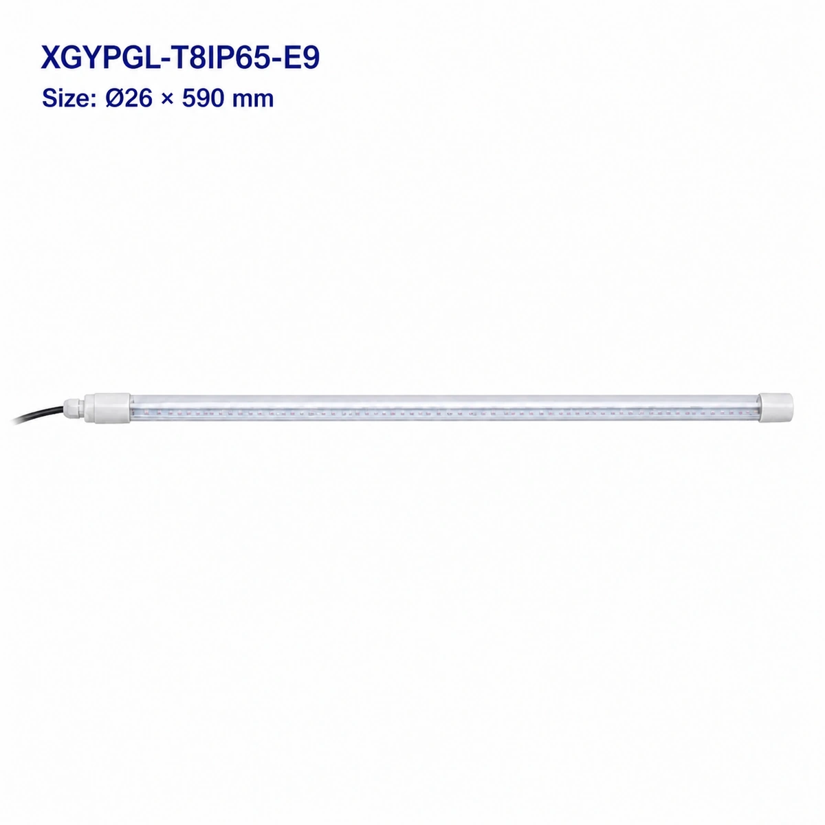 XGYPGL-T8IP65-E9 IP65 T8 horticultural LED tube, Size: Ø26 × 590 mm