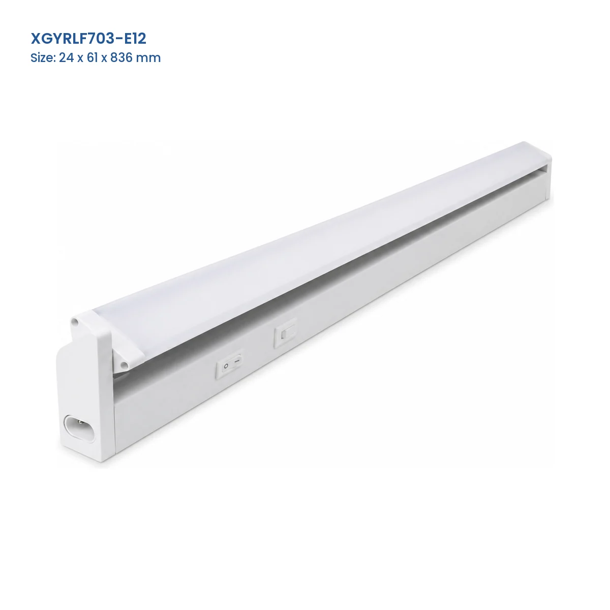XGYRLF703-E12 rotatable LED linear fixture, 24 x 61 x 836 mm