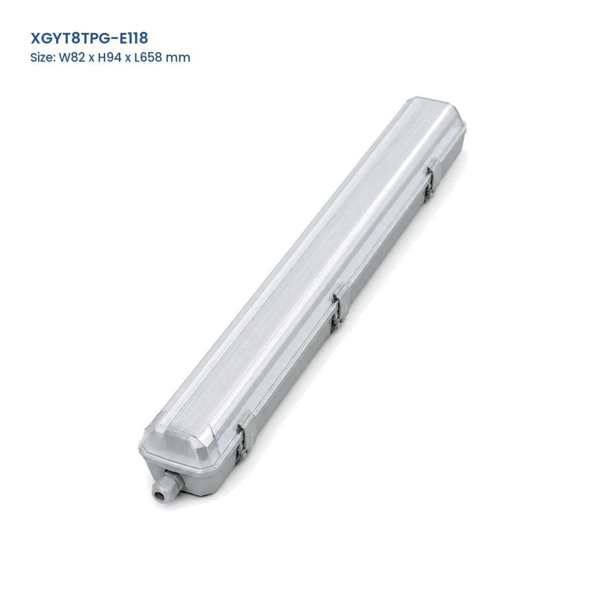 XGYT8TPG-E118 replaceable-tube tri-proof fixture housing, W82 x H94 x L658 mm