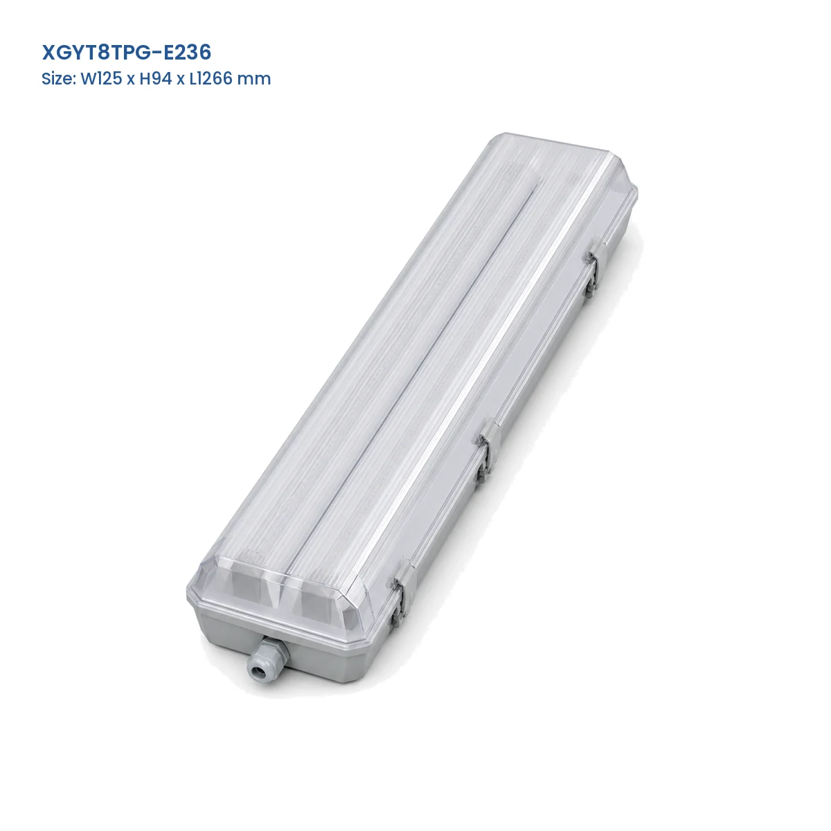 XGYT8TPG-E236 replaceable-tube tri-proof fixture housing, W125 x H94 x L1266 mm