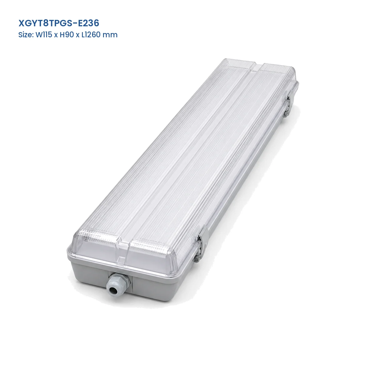 XGYT8TPGS-E236 replaceable-tube tri-proof fixture housing, W115 x H90 x L1260 mm