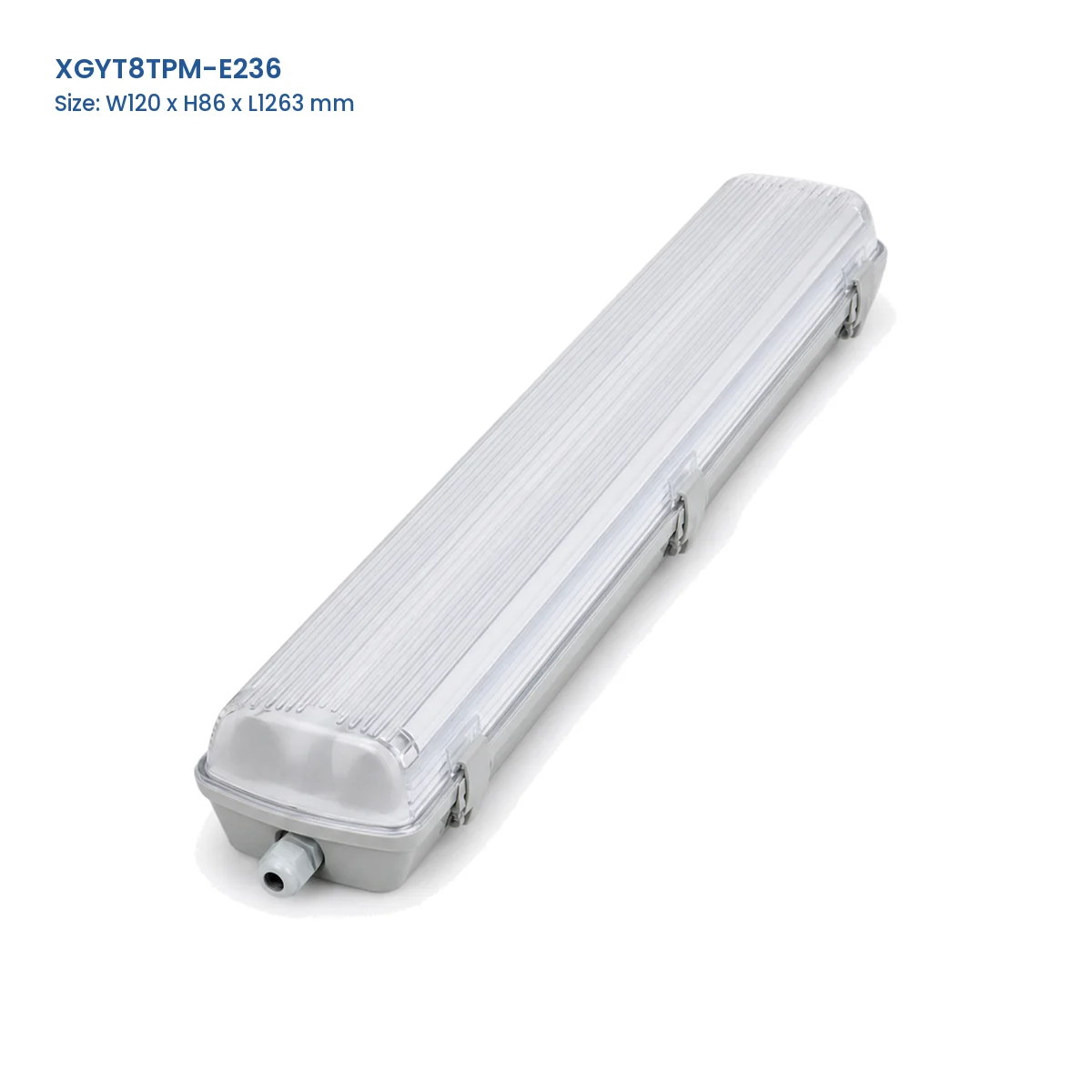 XGYT8TPM-E236 replaceable-tube tri-proof fixture housing, W120 x H86 x L1263 mm
