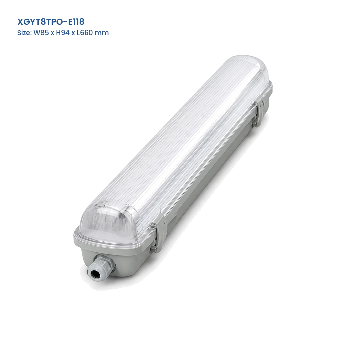 XGYT8TPO-E118 replaceable-tube tri-proof fixture housing, W85 x H94 x L660 mm