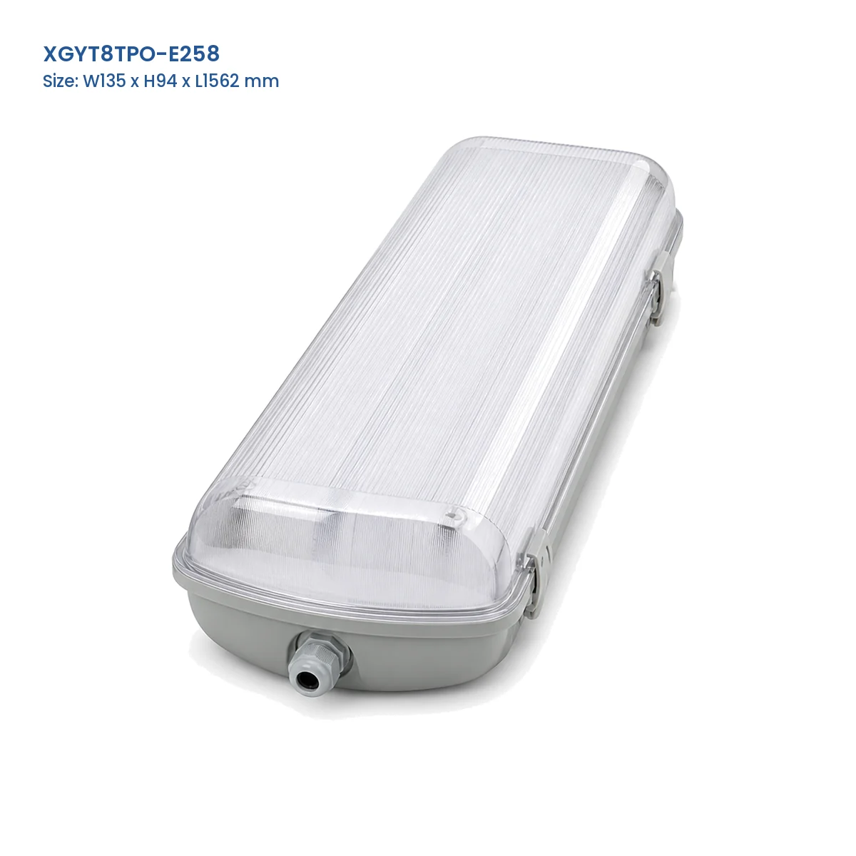 XGYT8TPO-E258 replaceable-tube tri-proof fixture housing, W135 x H94 x L1562 mm
