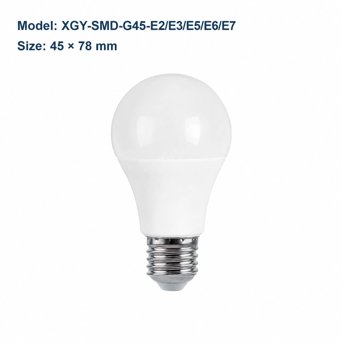 G45 LED golf-ball bulb models, 45 by 78 millimeters