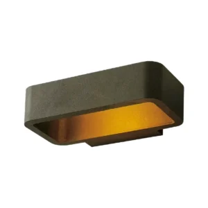 Shielded dark LED wall light with warm inner reflector on white background