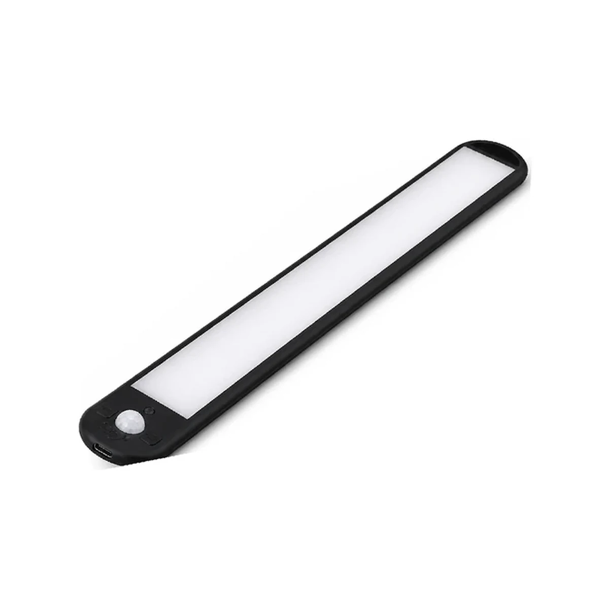 Black rechargeable magnetic sensor light bar on white background