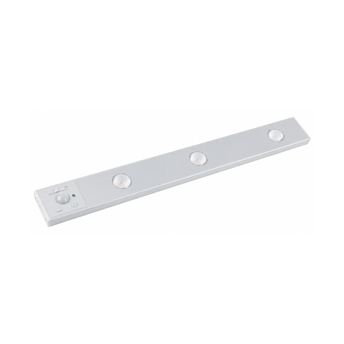 Three-lens rechargeable sensor cabinet light fully visible on white background