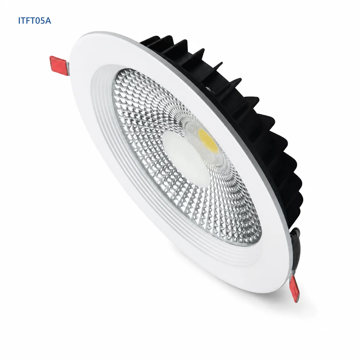 ITFT05A fixed recessed die-cast LED downlight with white trim and reflector