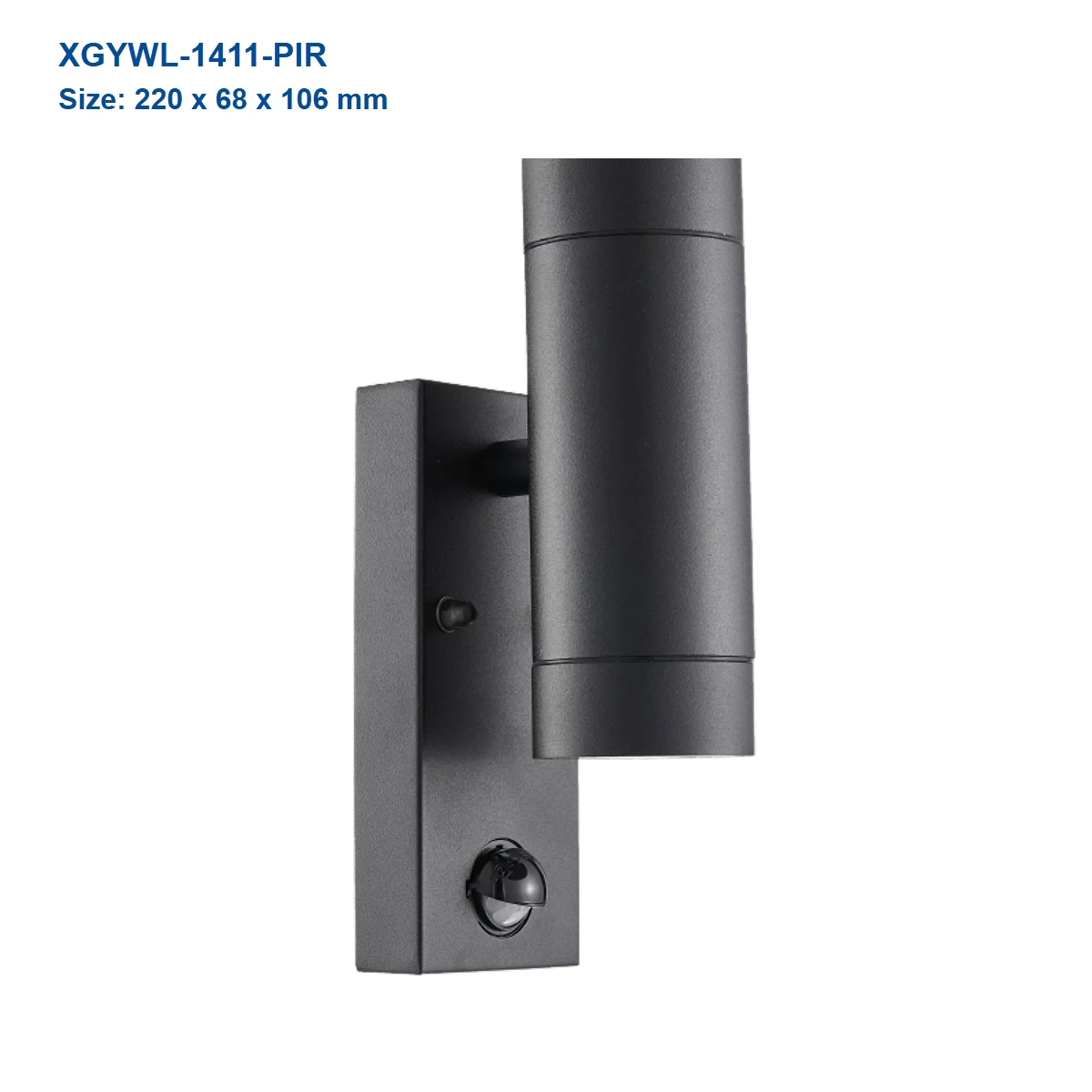 XGYWL-1411-PIR PIR GU10 wall light, 220 x 68 x 106 mm