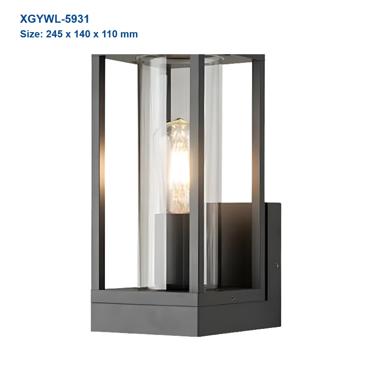 XGYWL-5931 IP54 E27 lantern wall light, 245 x 140 x 110 mm