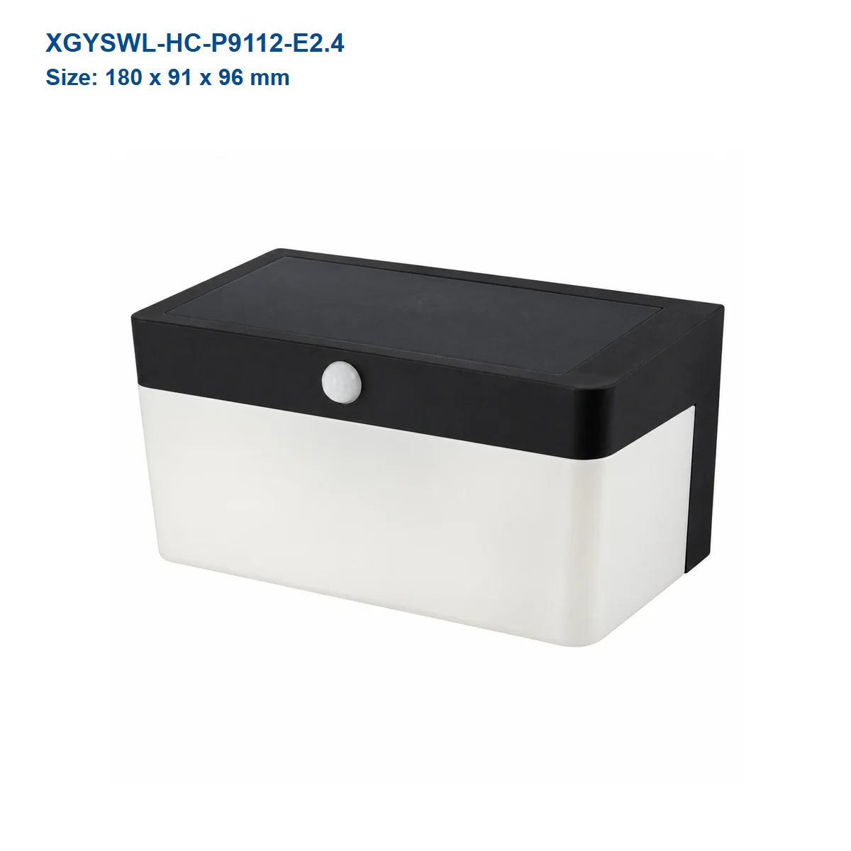 XGYSWL-HC-P9112-E2.4 wraparound-diffuser solar wall light, 180 x 91 x 96 mm