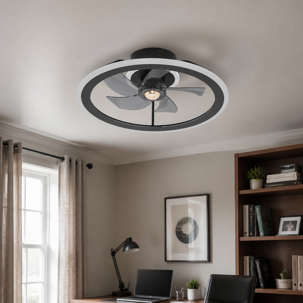 XGYFANCL-GJ22020-E62 ceiling-mount LED fan light without grid installed indoors