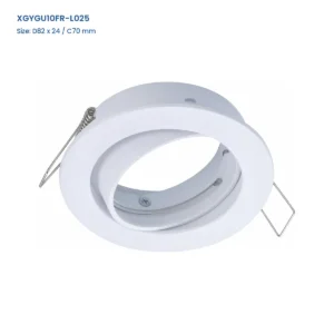XGYGU10FR-L025 round GU10 recessed fixture ring, catalog dimensions D82 x 24 / C70 mm