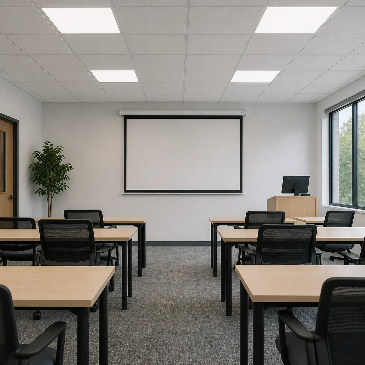 Standard and ultra-slim LED backlit panels installed in a classroom