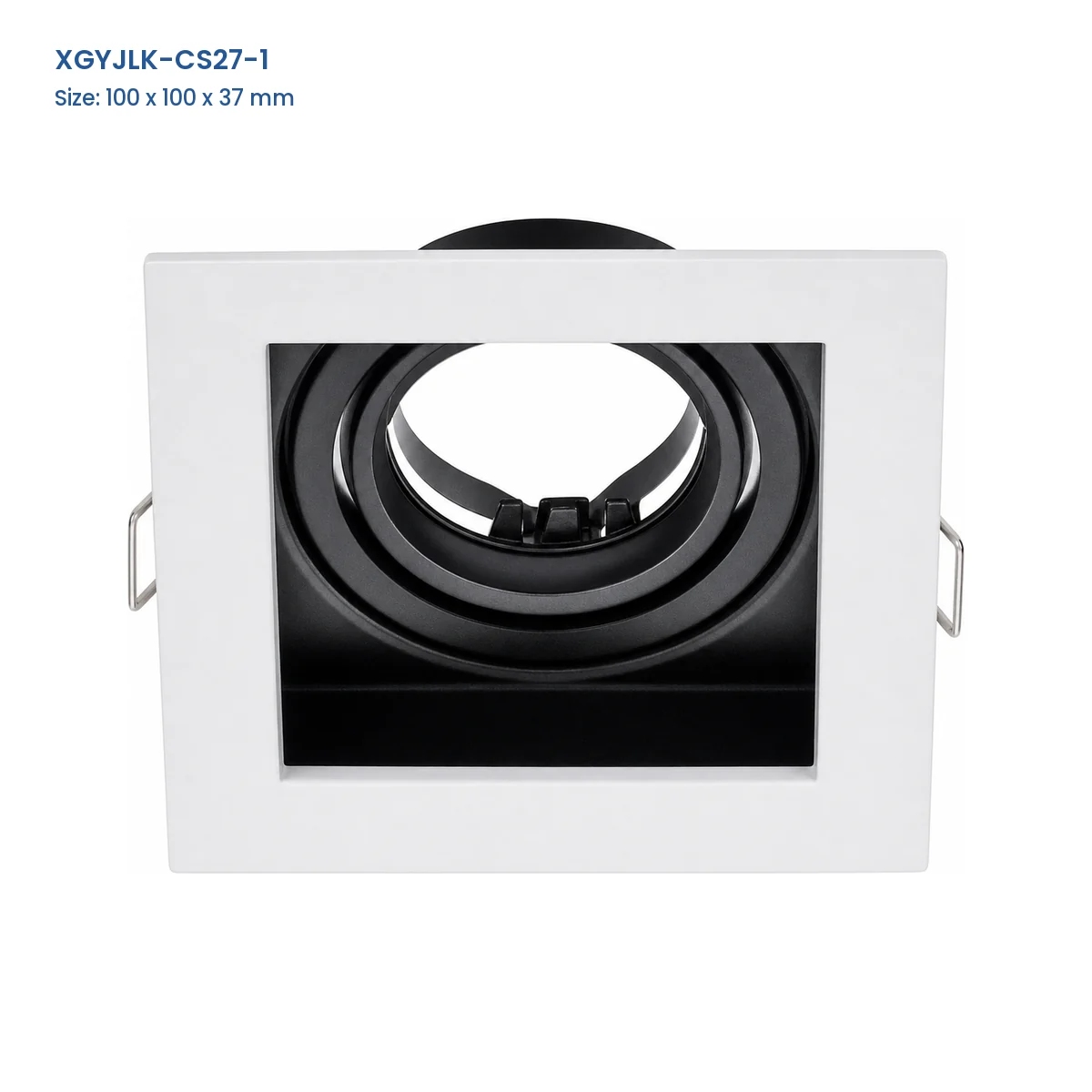 XGYJLK-CS27-1 1-aperture GU10 recessed fixture frame, catalog dimensions 100 x 100 x 37 mm