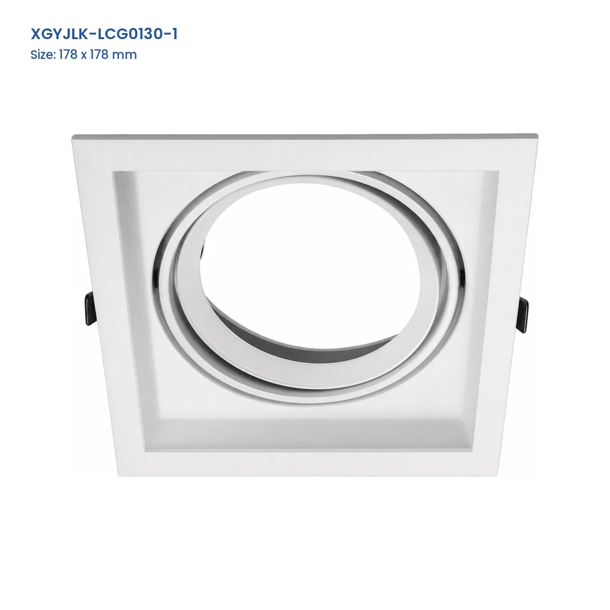 XGYJLK-LCG0130-1 1-aperture GU10 recessed fixture frame, catalog dimensions 178 x 178 mm