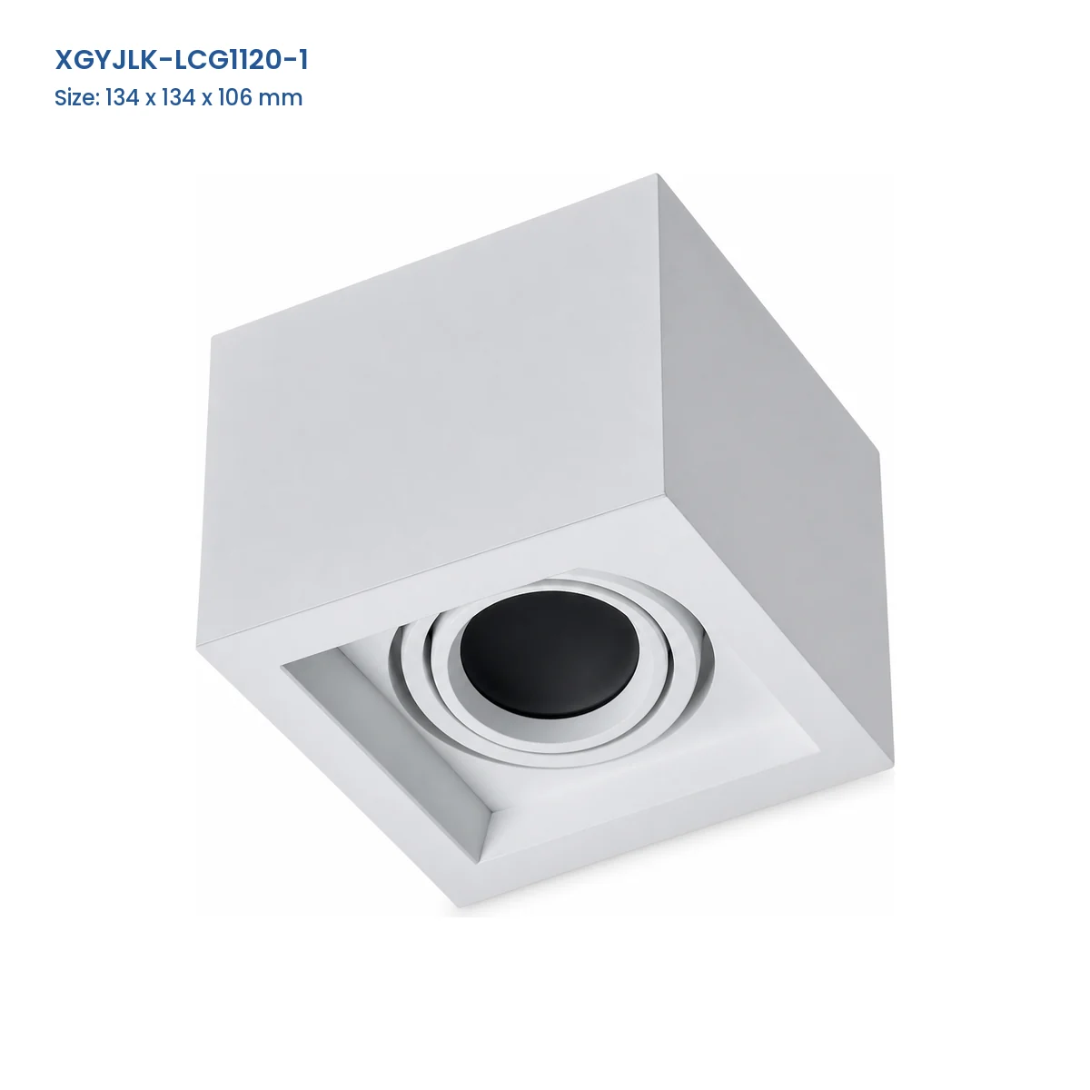 XGYJLK-LCG1120-1 1-aperture GU10 recessed fixture frame, catalog dimensions 134 x 134 x 106 mm