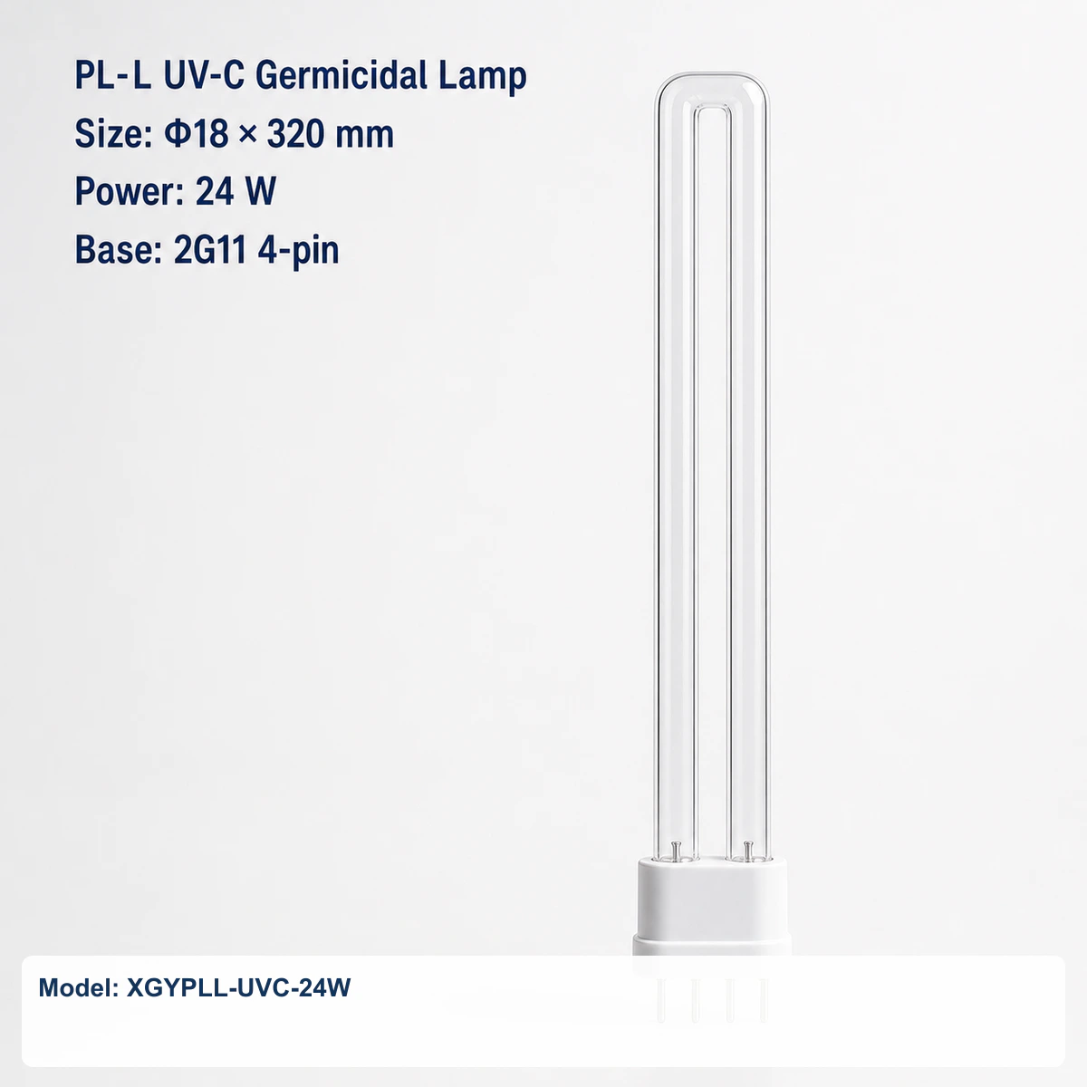Clear PL-L UV-C lamp Φ18 × 320 mm, 2G11 four-pin, 24 W