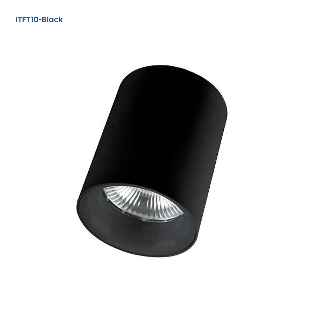 ITFT10-Black surface-mounted cylinder LED downlight with reflector front