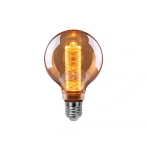 Amber G95 RN light guide decorative LED bulb on a white background