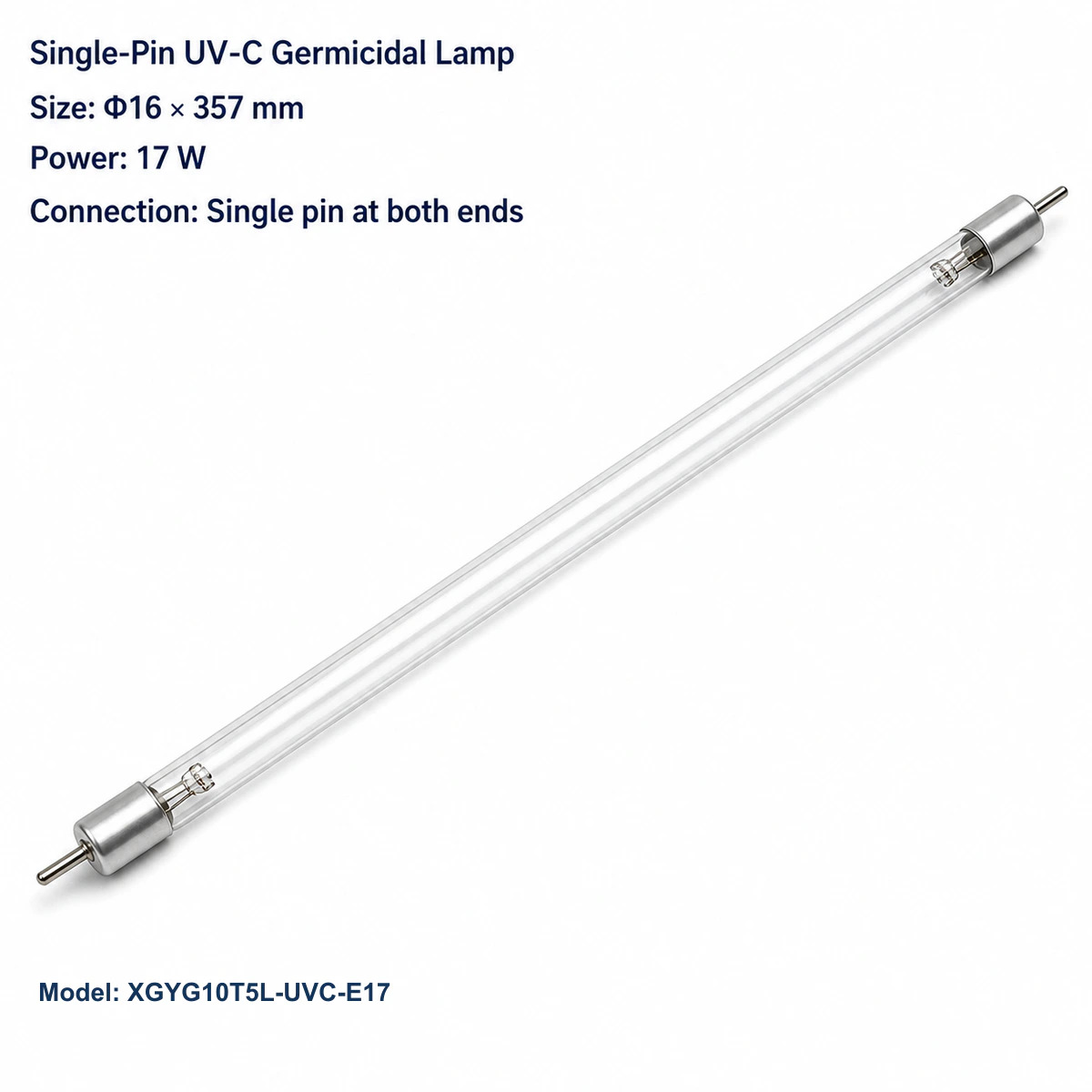 Straight single-pin UV-C lamp Φ16 × 357 mm, 17 W