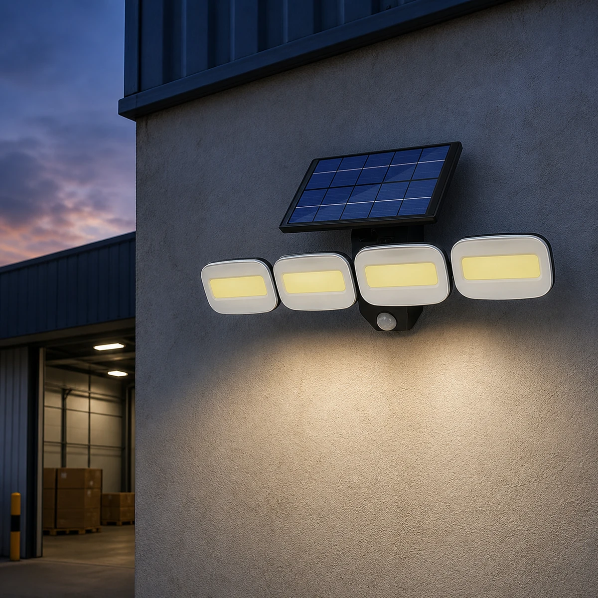 Solar Flood Light Premium FL Series installed on an exterior wall