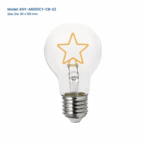 A60 graphic filament bulb showing a generic star option