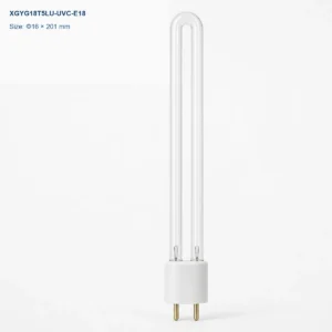 Clear U-shaped UV-C lamp Φ16 × 201 mm, 2-pin base, 18 W