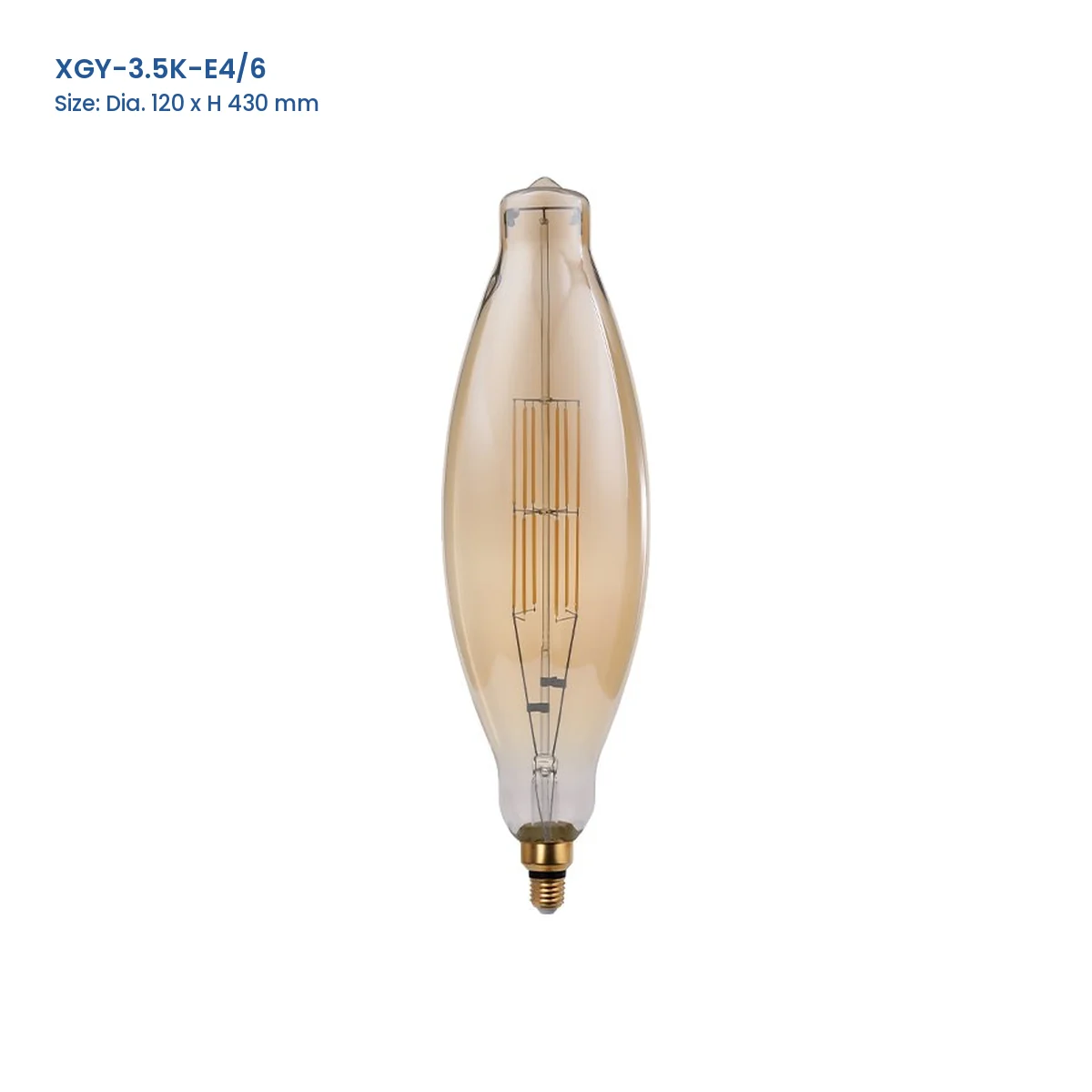 XGY-3.5K-E4/6 huge LED filament bulb, Dia. 120 x H 430 mm