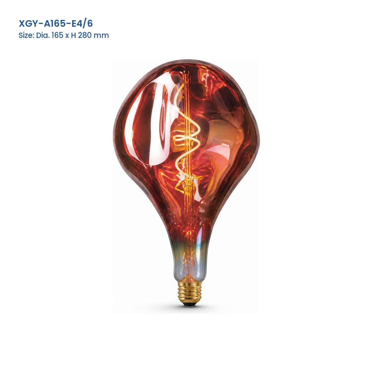 XGY-A165-E4/6 huge LED filament bulb, Dia. 165 x H 280 mm